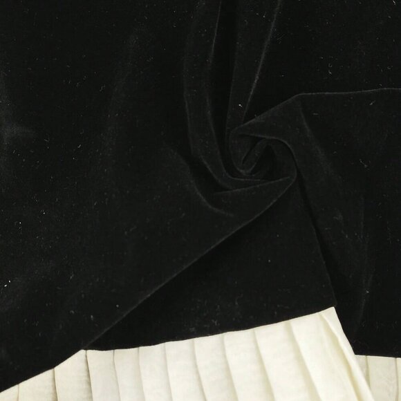 Black Party Women's Velvet Stitching Contrasting Pleated Mini dress - Picture 7 of 8